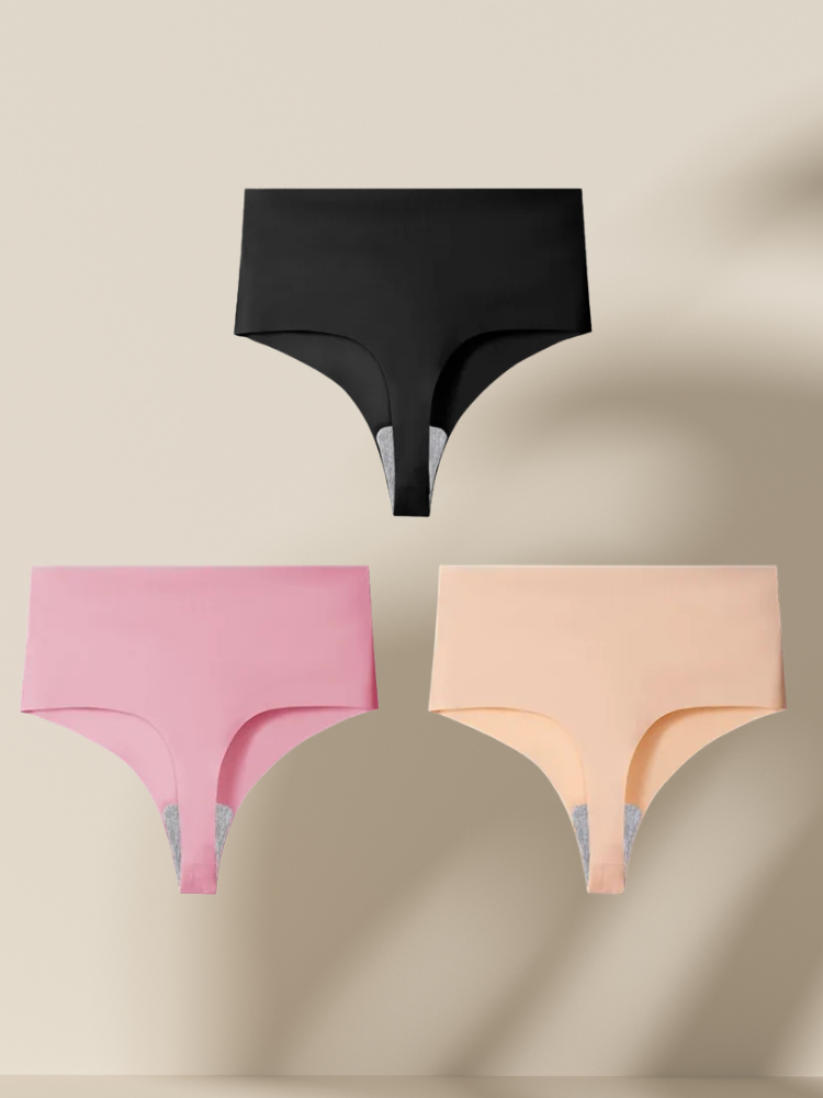 Lot de 3 Strings Sans Couture Taille Haute