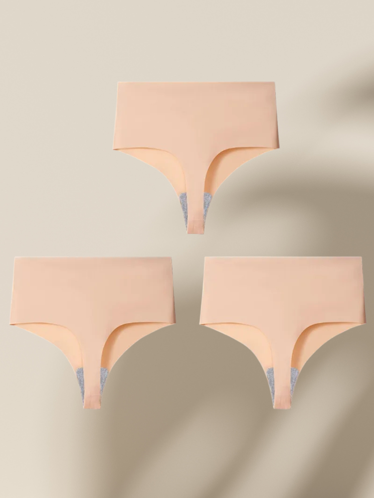 Lot de 3 Strings Sans Couture Taille Haute