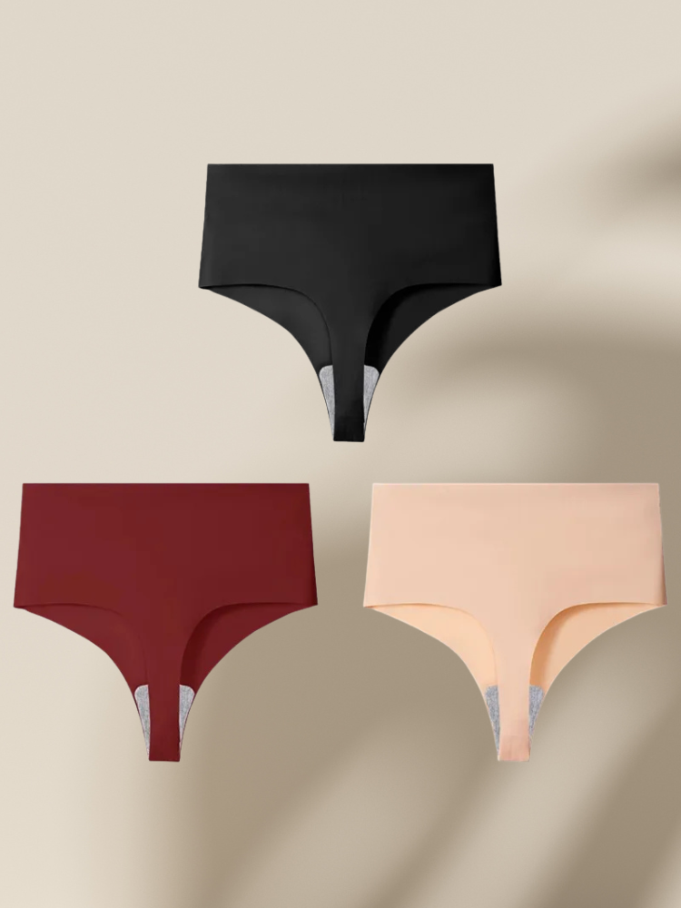 Lot de 3 Strings Sans Couture Taille Haute