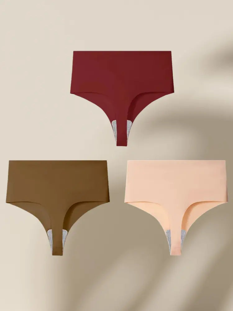 Set of 3 High-Waisted Seamless Thongs