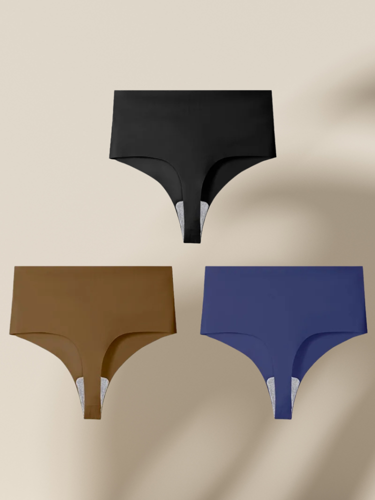 Lot de 3 Strings Sans Couture Taille Haute