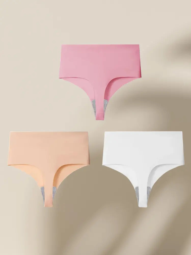Set of 3 High-Waisted Seamless Thongs