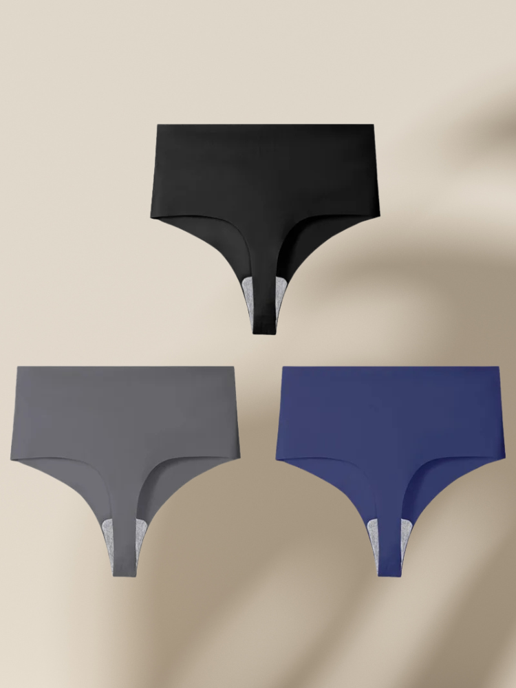 Lot de 3 Strings Sans Couture Taille Haute