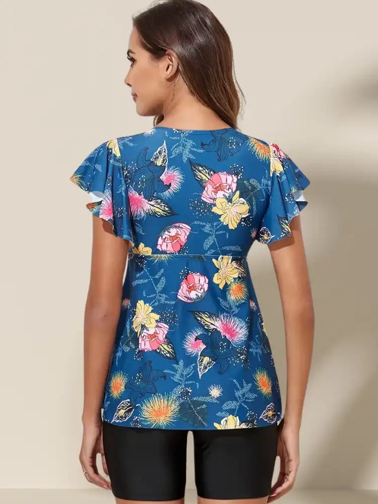 Maillot de bain Tankini Fleuri Short