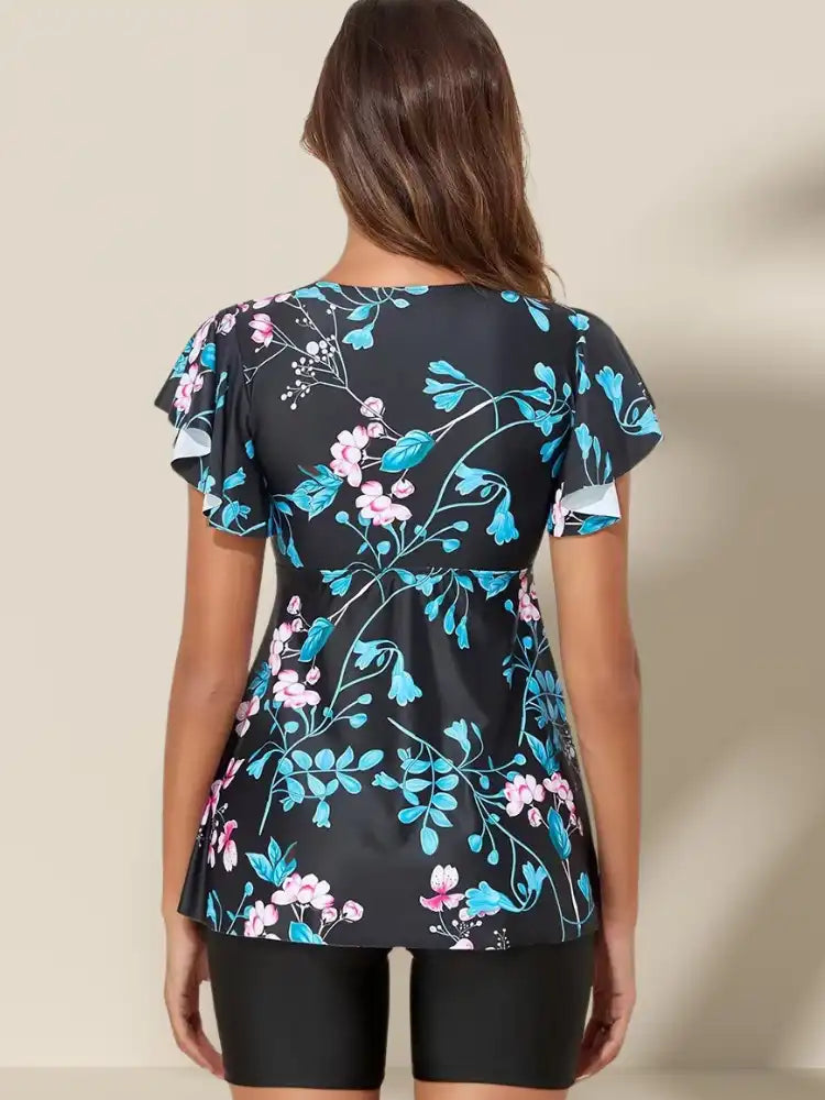 Maillot de bain Tankini Fleuri Short