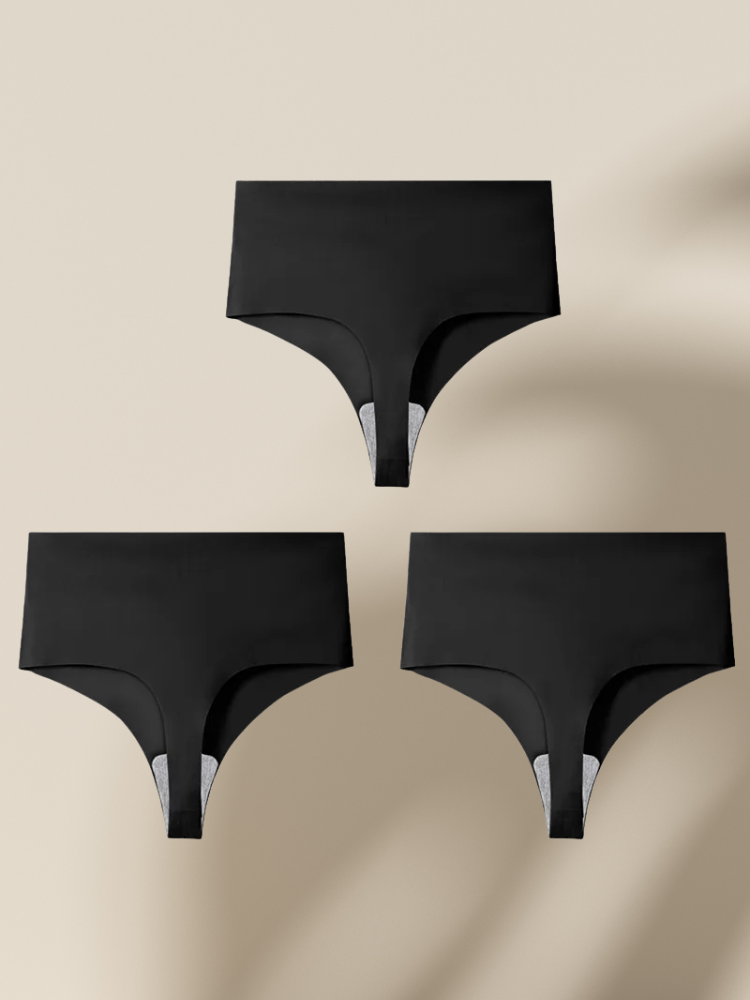 Lot de 3 Strings Sans Couture Taille Haute