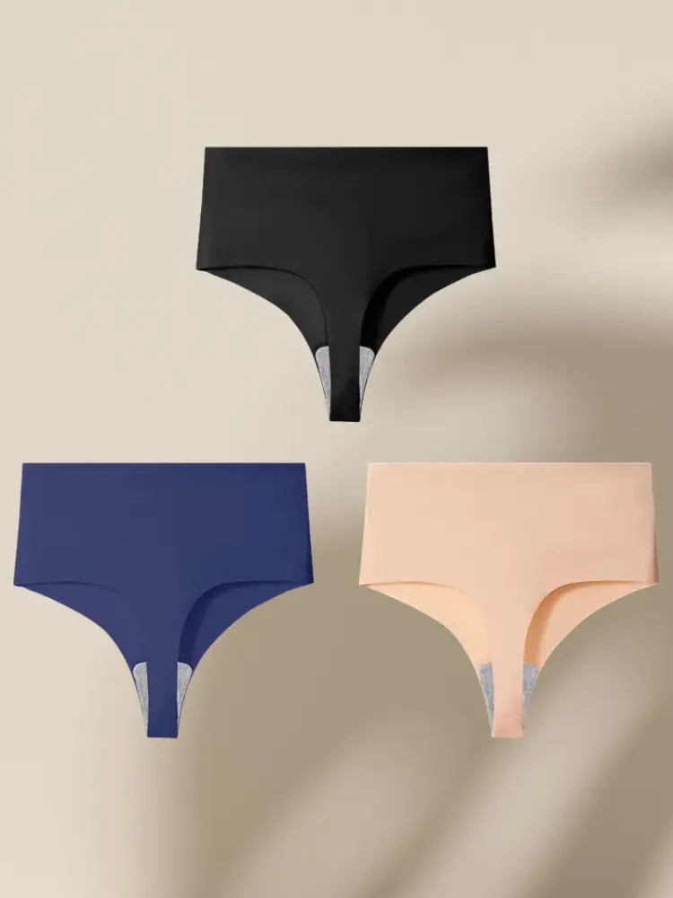 Set of 3 High-Waisted Seamless Thongs