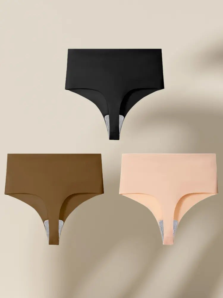 Set of 3 High-Waisted Seamless Thongs