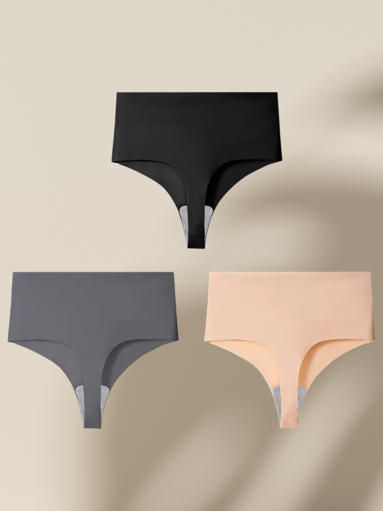 Lot de 3 Strings Sans Couture Taille Haute