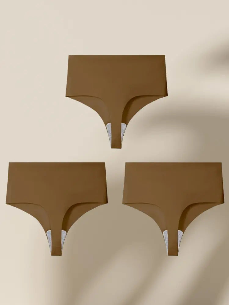 Set of 3 High-Waisted Seamless Thongs