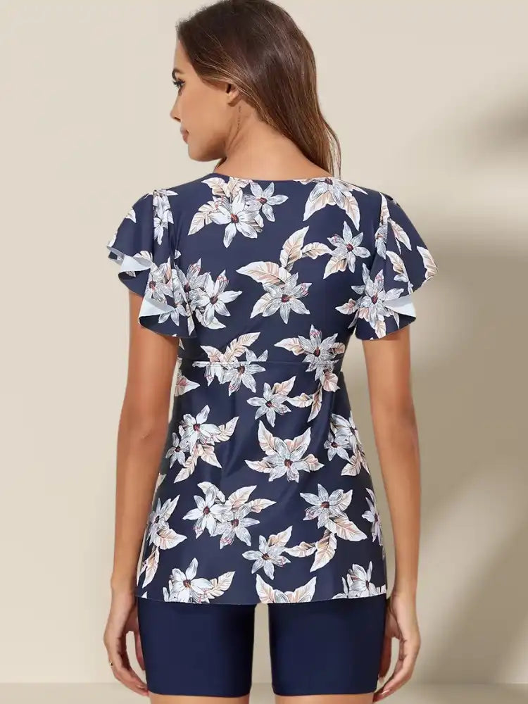 Maillot de bain Tankini Fleuri Short