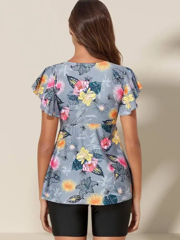 Maillot de bain Tankini Fleuri Short